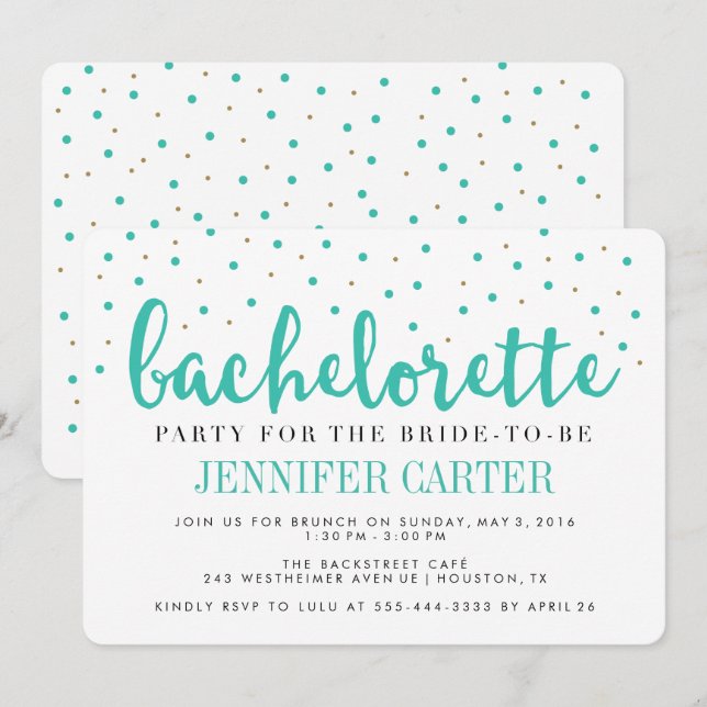Invitación a la fiesta de la Bachelorette de los p (Anverso / Reverso)