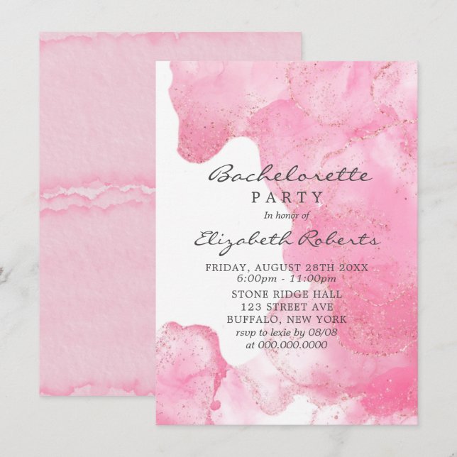 Invitación a la fiesta de la Bachelorette de Purpu (Anverso / Reverso)