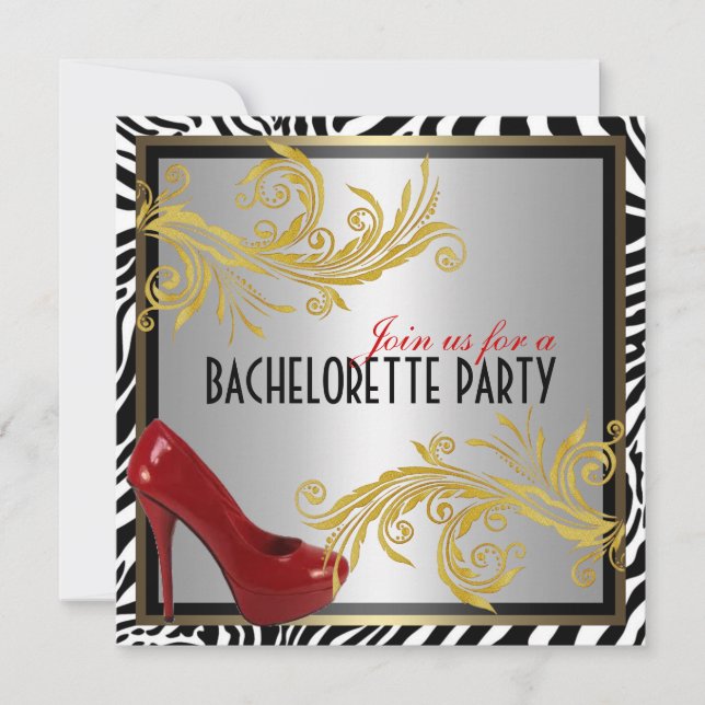 Invitación a la fiesta de la Bachelorette de Zebra (Anverso)