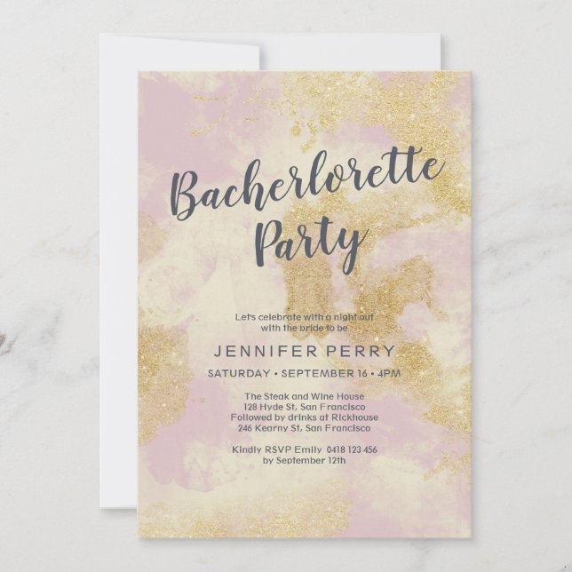 Invitación a la fiesta de la Bachelorette, purpuri (Anverso)