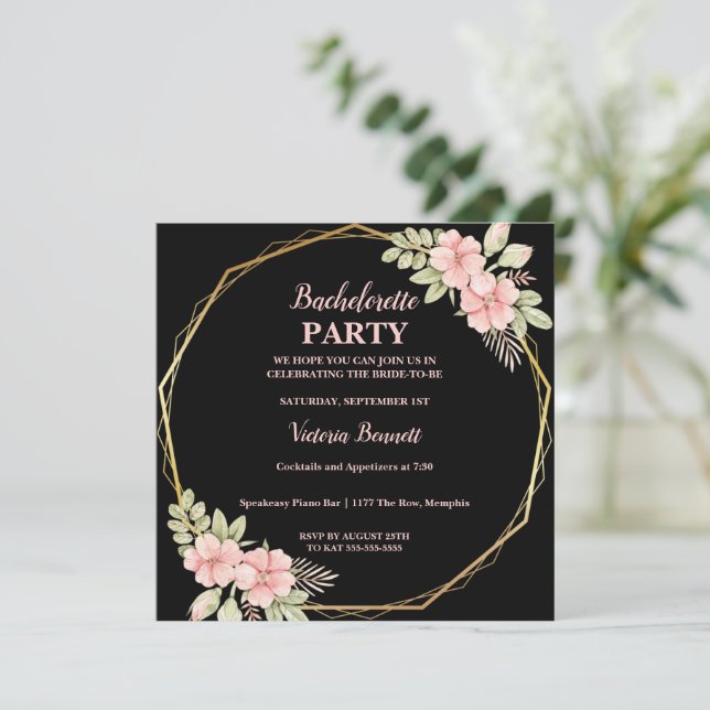 Invitación a la fiesta de la bachillerato floral d (Anverso de pie)
