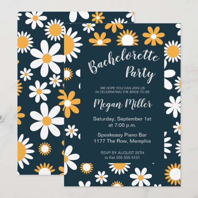 Invitación a la fiesta de la bachillerato floral m (Anverso / Reverso)