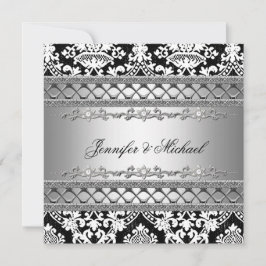 Invitación a la fiesta de la boda de Damask clásic