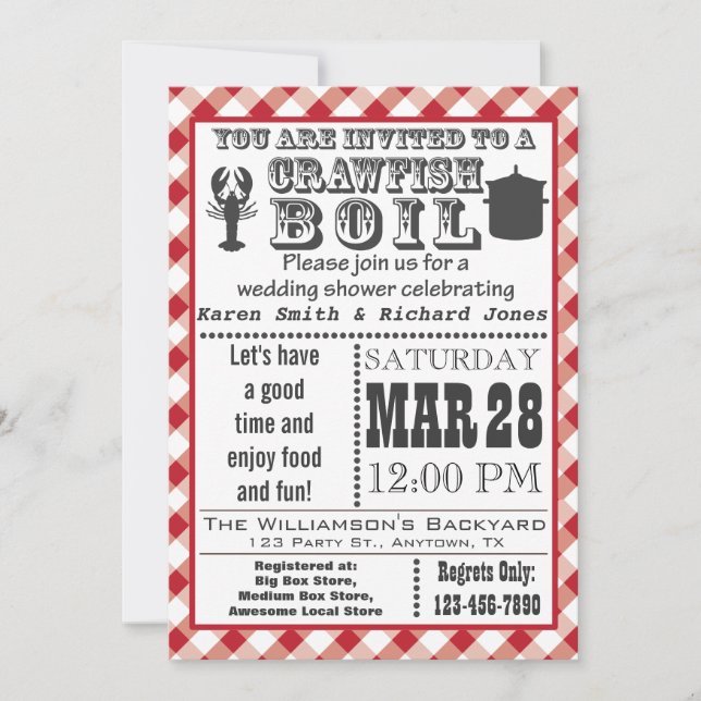 Invitación a la fiesta de la boda de langosta 2 (Anverso)