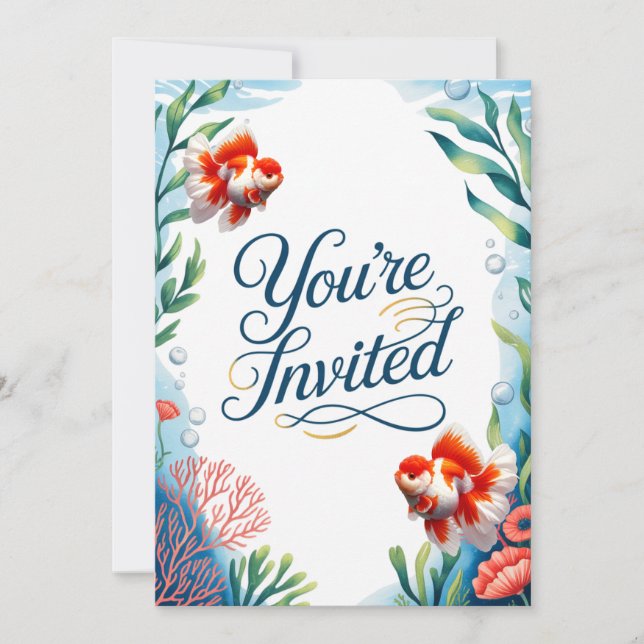 Invitación a la Fiesta de la Boda de Oranda Goldfi (Anverso)