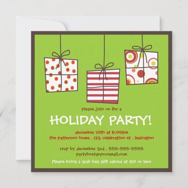Invitación a la fiesta de la bolsa de Navidad con  (Anverso)