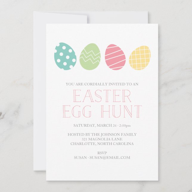 Invitación a la fiesta de la cacería de huevos de  (Anverso)