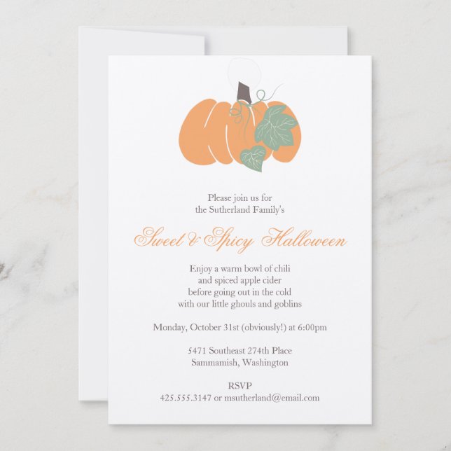 Invitación a la fiesta de la calabaza (Anverso)