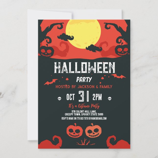 Invitación a la fiesta de la calabaza de Halloween (Anverso)
