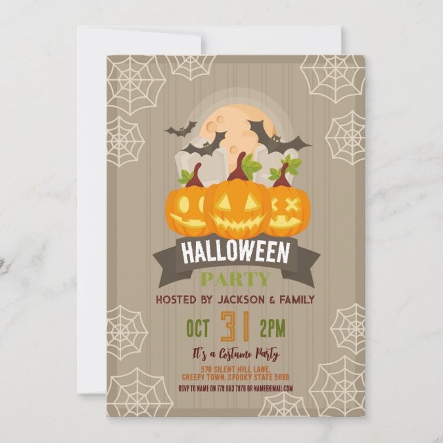 Invitación a la fiesta de la calabaza de la fiesta (Anverso)