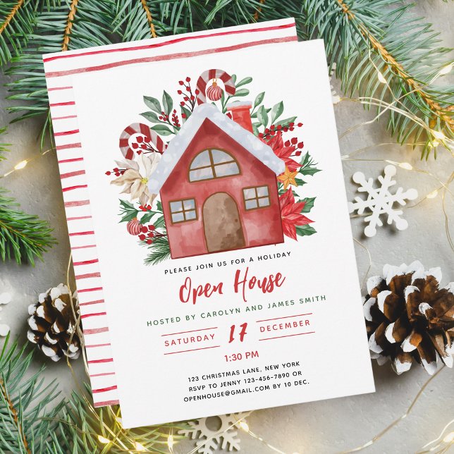 Invitación a la fiesta de la Casa Abierta de vacac (Holiday Open House Party Invitation)