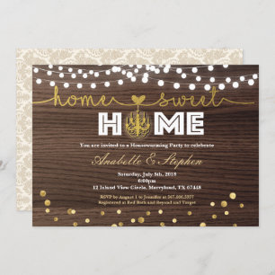 Invitación a la fiesta de la casa de oro madera rú