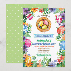 Invitación a la fiesta de la caza de huevos de Pas
