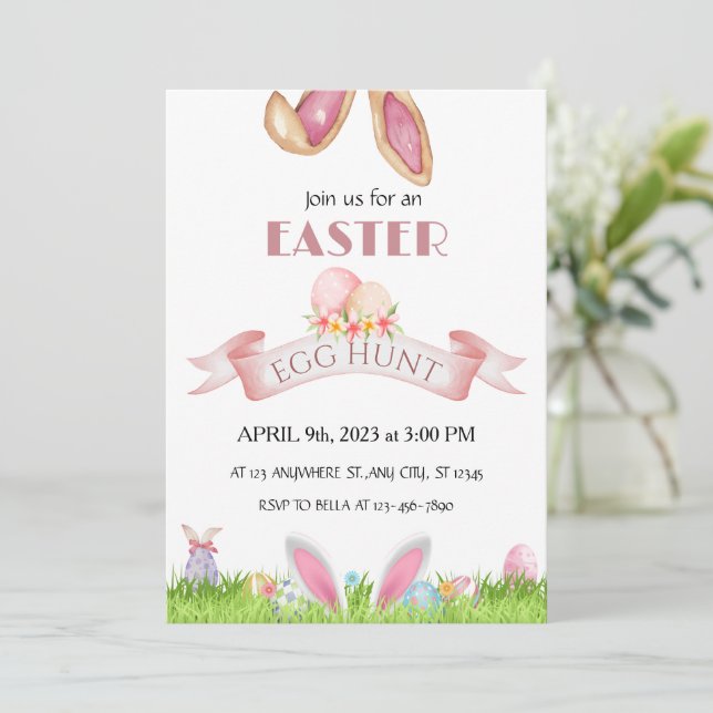 Invitación a la fiesta de la caza de huevos en Pas (Anverso de pie)