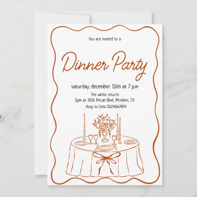 Invitación a la fiesta de la cena convocada a mano (Anverso)