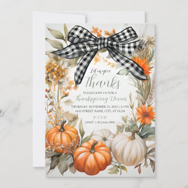 Invitación a la fiesta de la cena de Acción de Gra (Anverso)