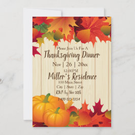 Invitación a la fiesta de la cena de Acción de Gra