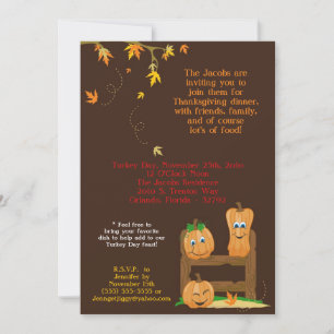 Invitación a la fiesta de la cena de Acción de Gra
