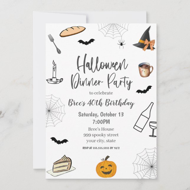 Invitación a la fiesta de la cena de Halloween (Anverso)