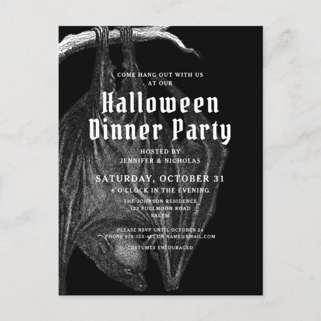 Invitación a la fiesta de la cena de Halloween de  (Anverso)