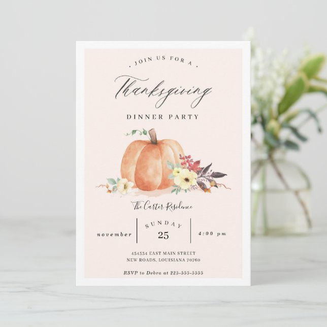 Invitación a la fiesta de la cena de la calabaza (Anverso de pie)