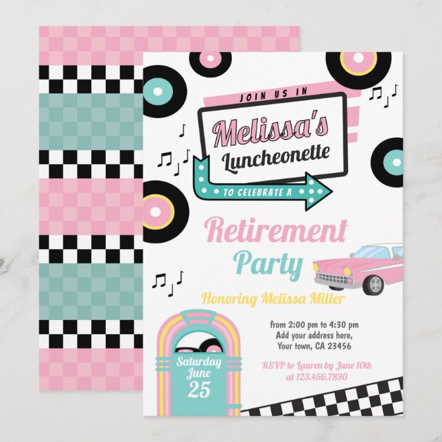 Invitación a la fiesta de la cena de la Luncheonet (Anverso / Reverso)