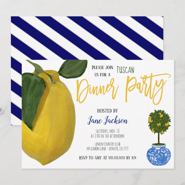 Invitación a la fiesta de la cena de limón (Anverso / Reverso)