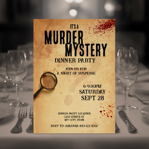 Invitación a la fiesta de la cena de misterio del