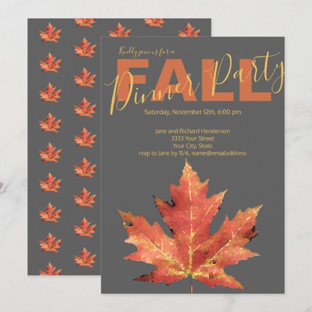Invitación a la fiesta de la cena gris del Naranja (Anverso / Reverso)
