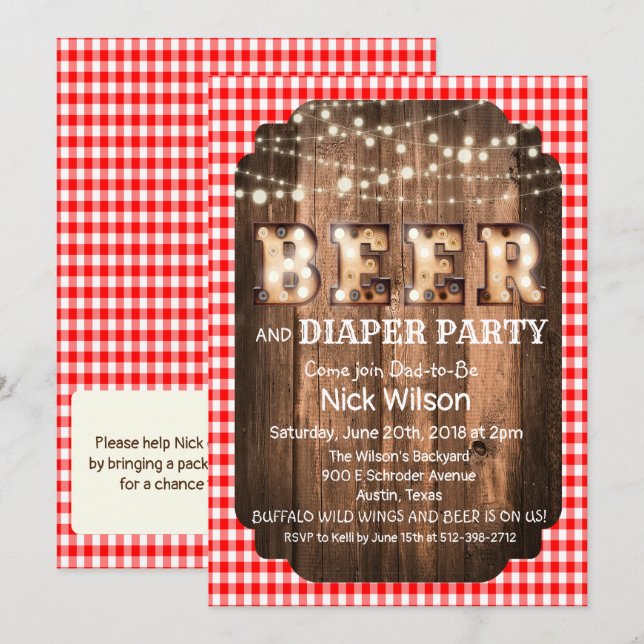 Invitación a la fiesta de la cerveza y el pañal rú (Anverso / Reverso)