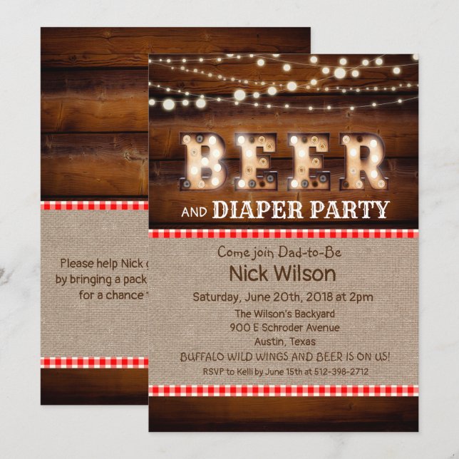 Invitación a la fiesta de la cerveza y el pañal rú (Anverso / Reverso)