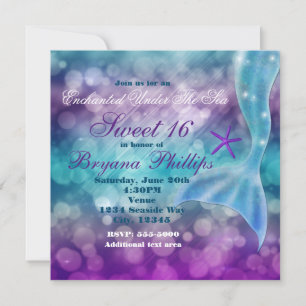 Invitación a la fiesta de la cola de sirena bajo e