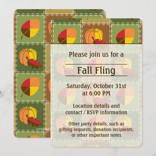 Invitación a la fiesta de la colcha de otoño (Anverso / Reverso)