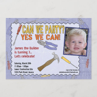 Invitación a la fiesta de la construcción con foto