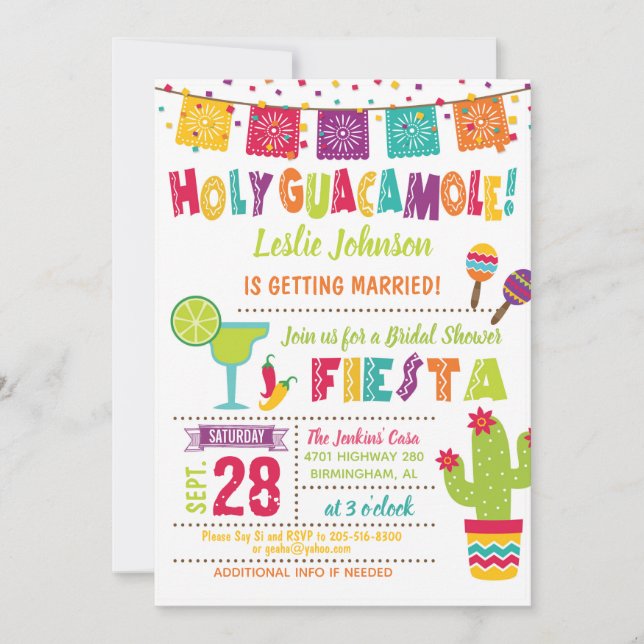 Invitación a la Fiesta de la Ducha Bridal de Guaca (Anverso)