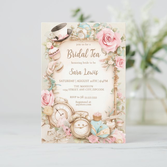 Invitación a la fiesta de la ducha de novia (Anverso de pie)