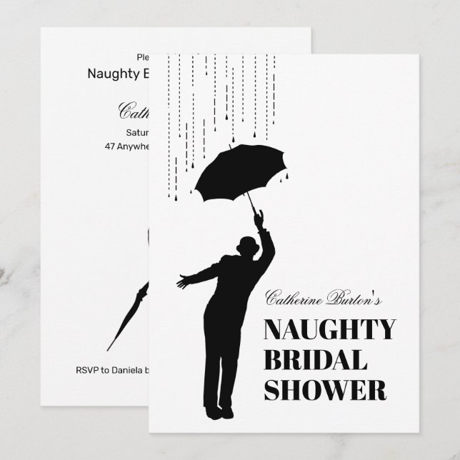 Invitación a la fiesta de la ducha de novia Cheeky (Anverso / Reverso)