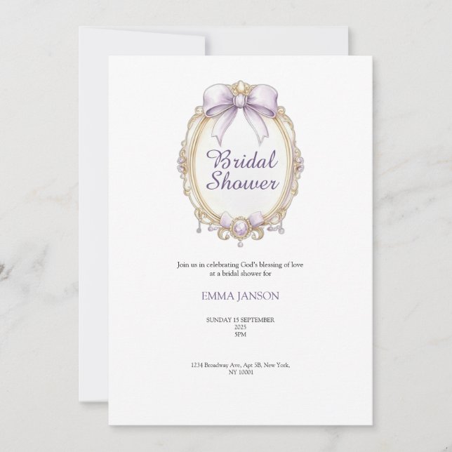 Invitación a la fiesta de la ducha de novia con cl (Anverso)