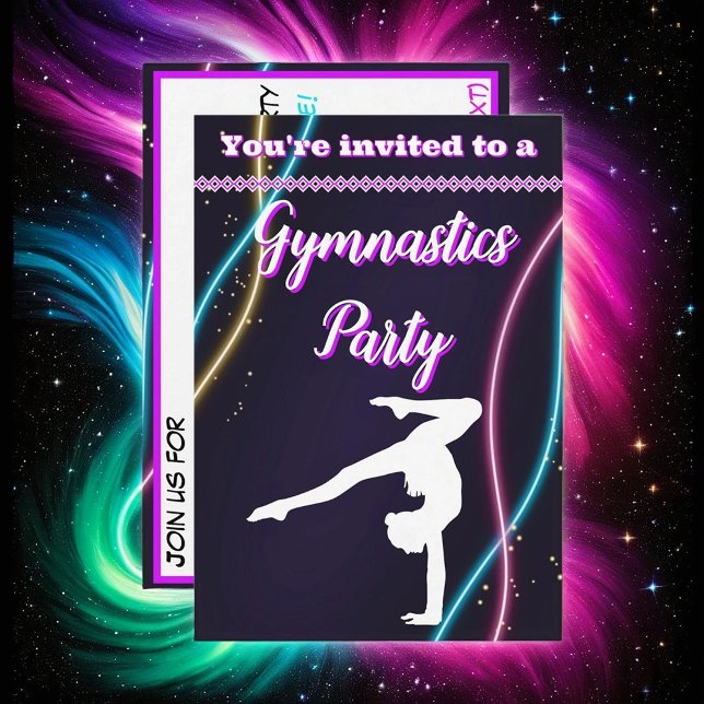 Invitación a la fiesta de la gimnasia con neón mor (Subido por el creador)