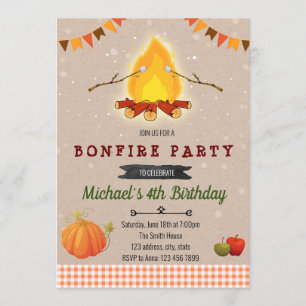 Invitación a la fiesta de la hoguera de otoño