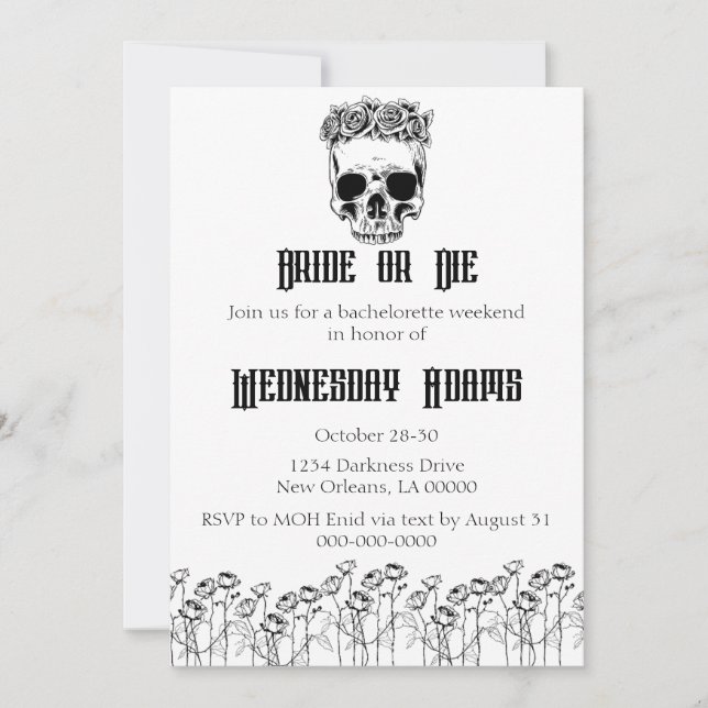 Invitación a la fiesta de la licenciatura de novia (Anverso)