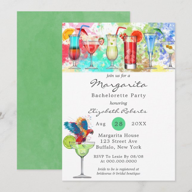 Invitación a la fiesta de la Margarita Bachelorett (Anverso / Reverso)
