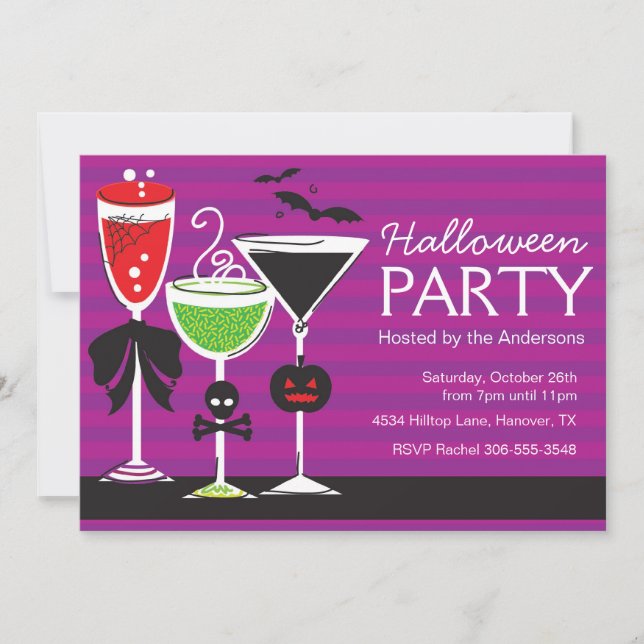 Invitación a la fiesta de la Martini de Halloween (Anverso)