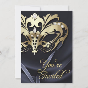 Invitación a la fiesta de la mascarada de oro con