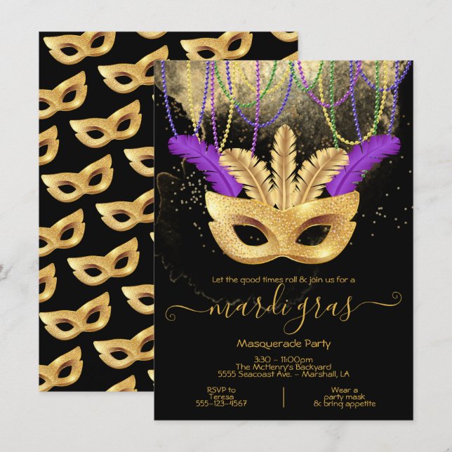 Invitación a la fiesta de la Mascarada de Oro Mard (Anverso / Reverso)