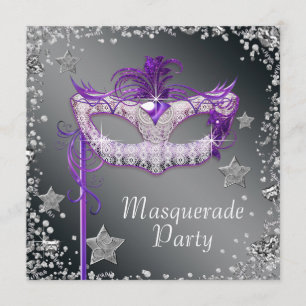 Invitación a la fiesta de la mascarada púrpura de