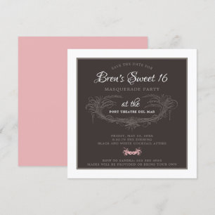 Invitación a la fiesta de la mascarada Sweet 16