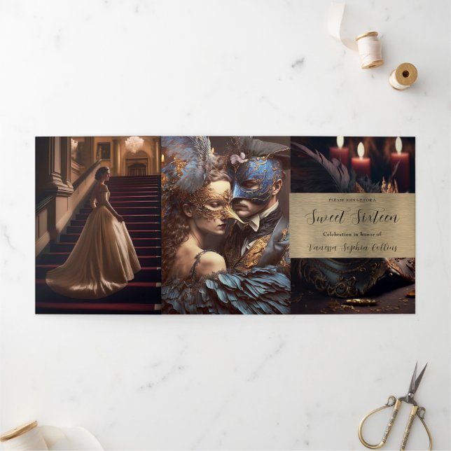 Invitación a la fiesta de la mascarada Sweet 16 (Exterior)