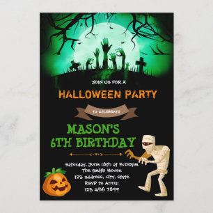 Invitación a la fiesta de la momia de Halloween