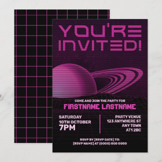 Invitación a la fiesta de la onda inversa rosa